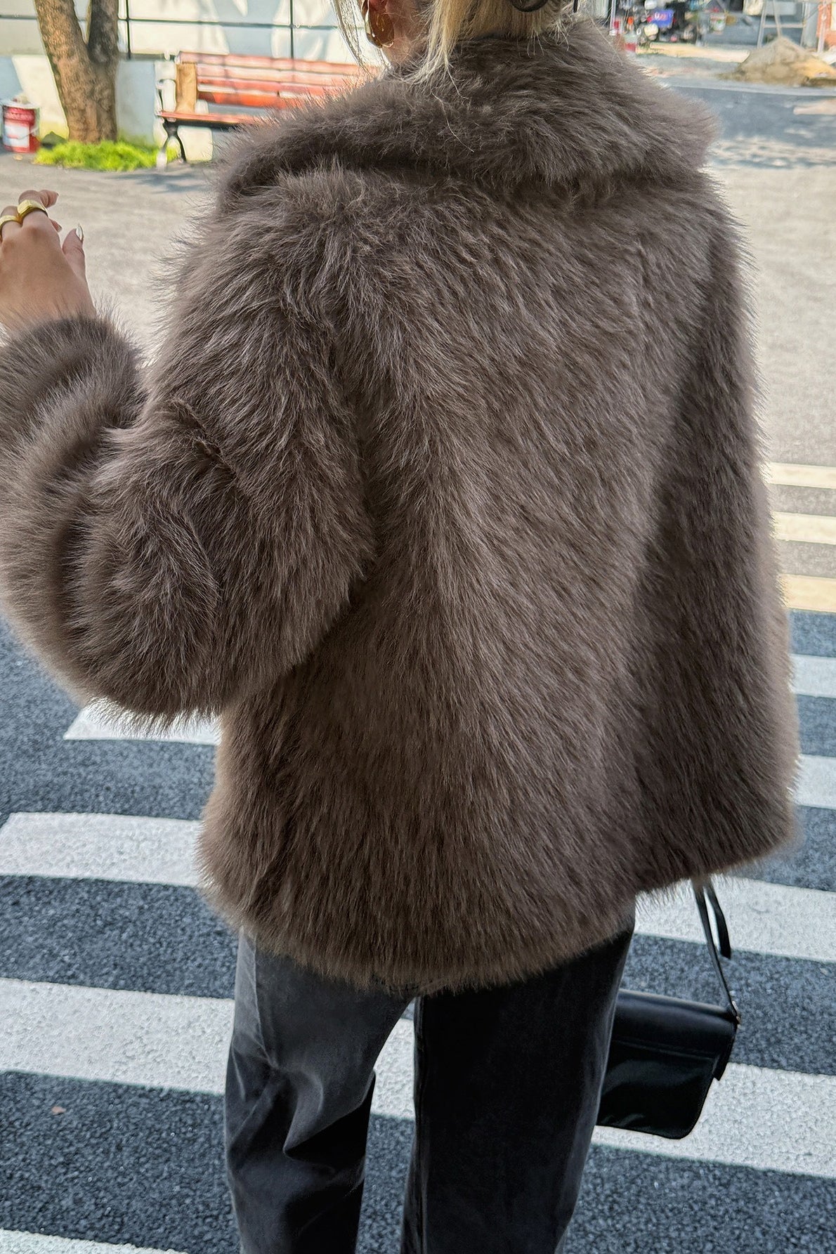 Manteau décontracté à manches longues en peluche douce