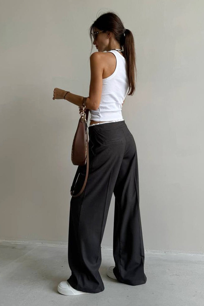 Tie Waist Two Piece Look Trousers Pants