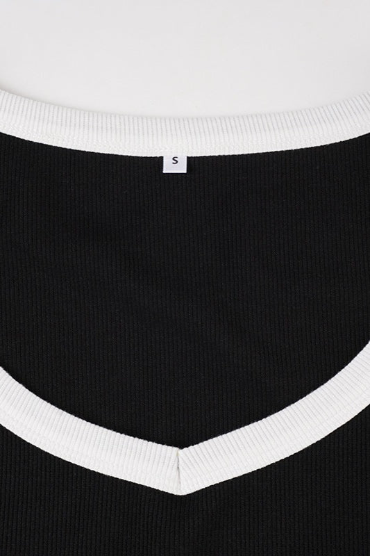 Slim Fit V-Neck Knit Top