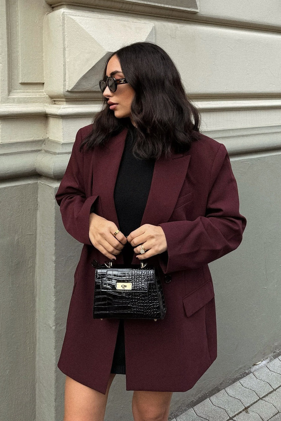 Oversized Wide Lapel Structured Blazer