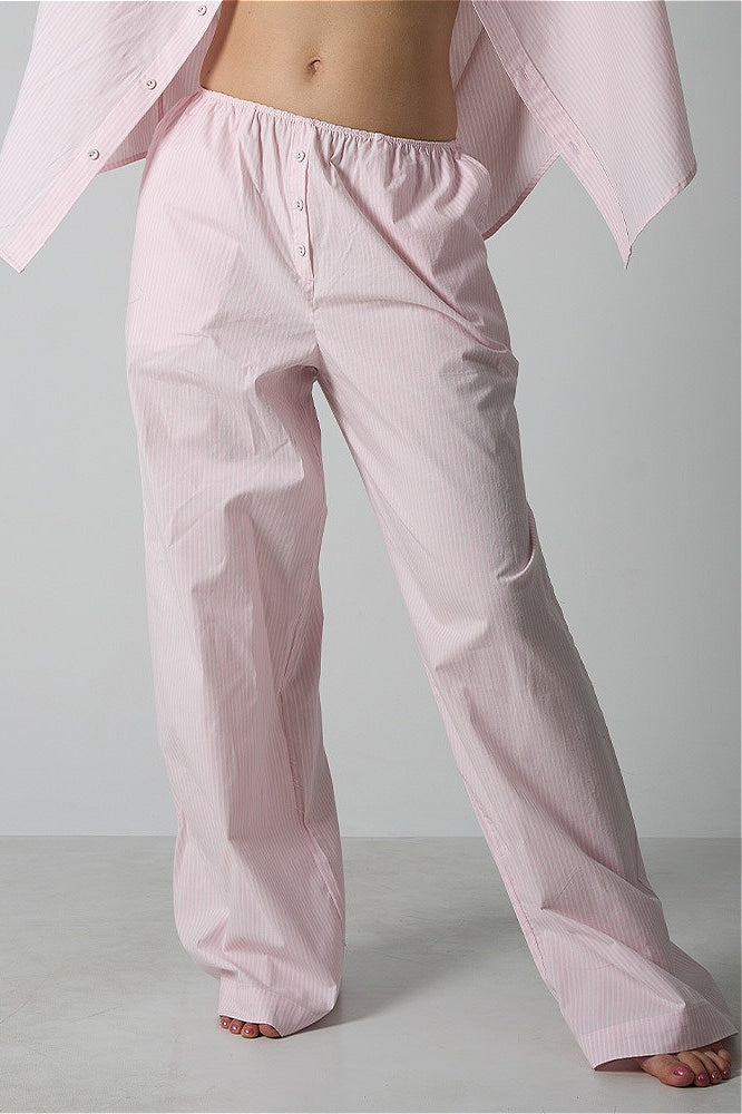 Light Striped Elastic Relaxed Pants