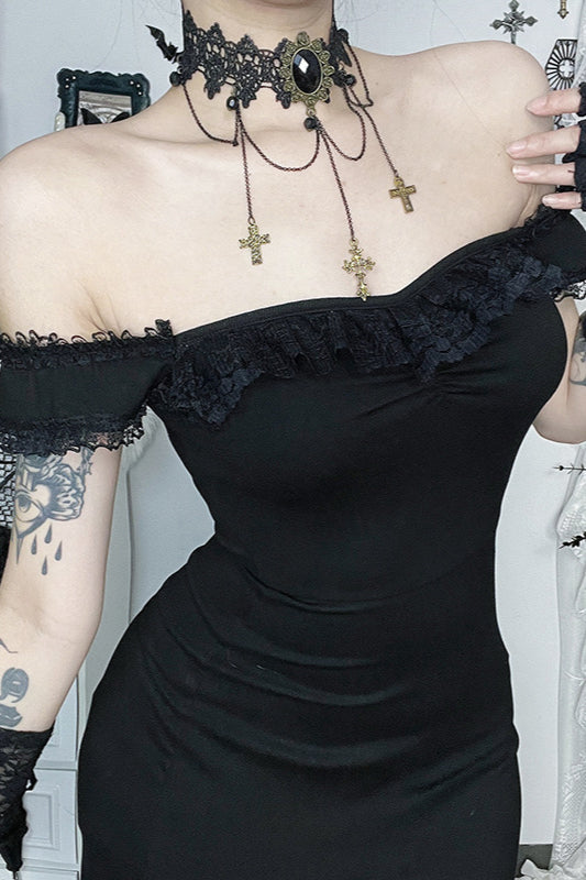 Vestido Gótico de Encaje Subcultura