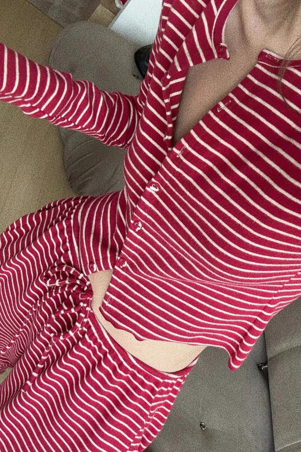 Romantický pruhovaný minimalistický dvoudílný komplet