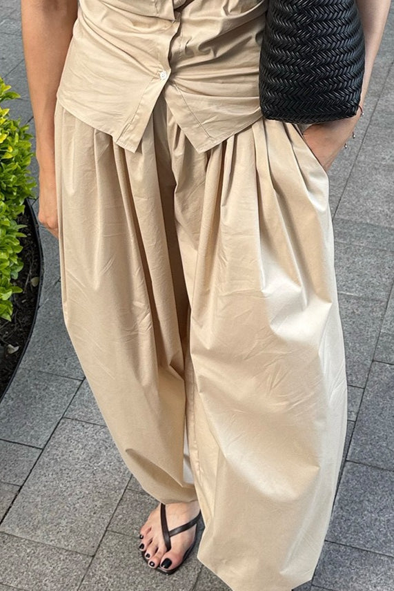 Pantalones casuales sueltos de algodón estilo farol urbano