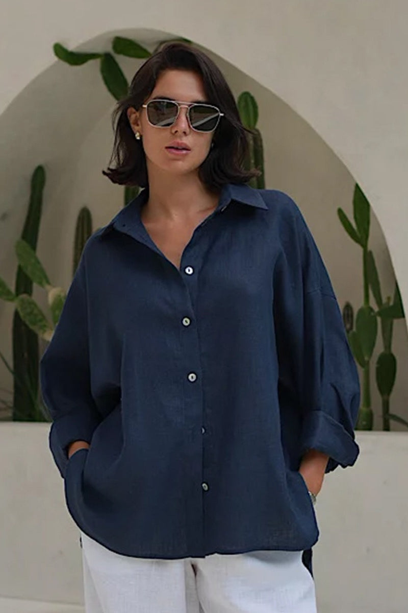 Fashion Solid Loose Casual Commuter Blouse