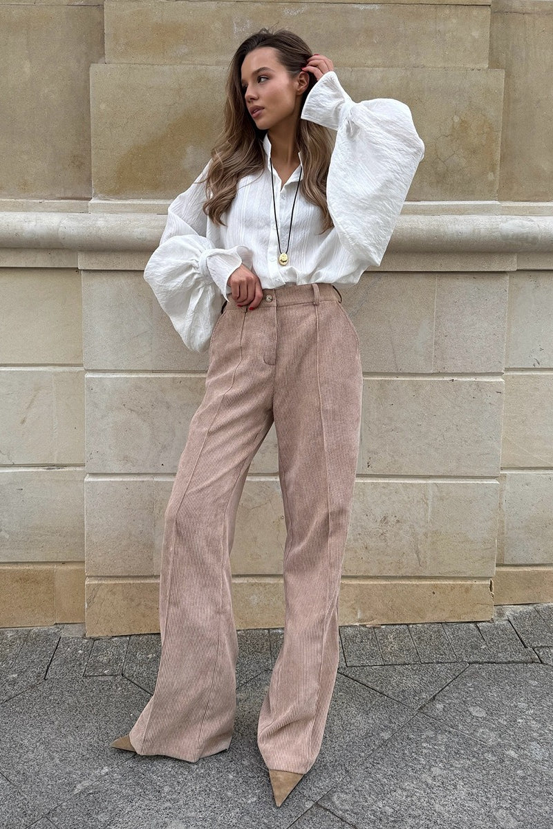Cotton Corduroy Wide Leg Pants