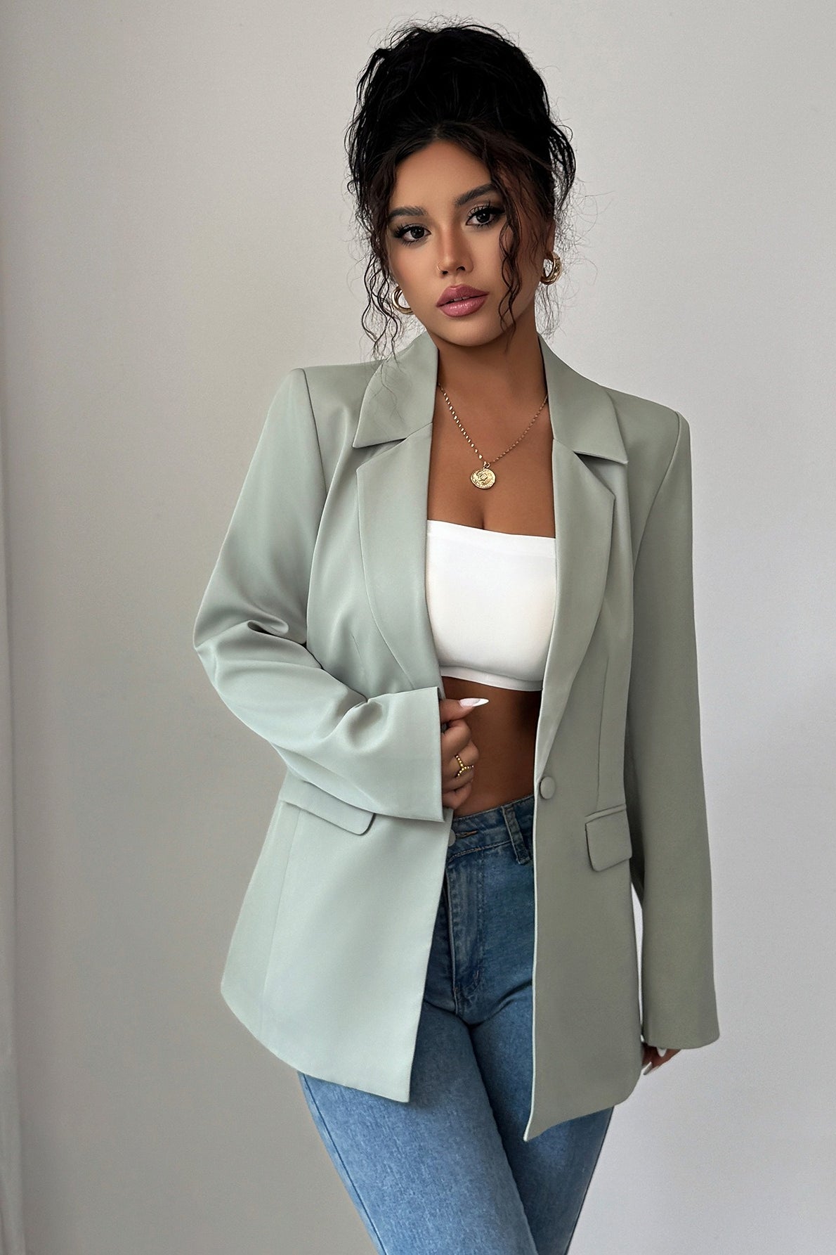 Blazer minimalista de manga larga