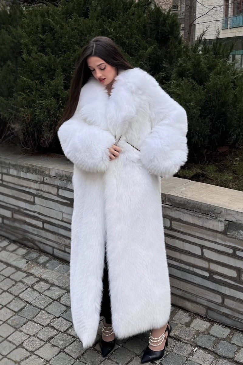 Kunstfuchsfell langer ökologischer Pelzmantel