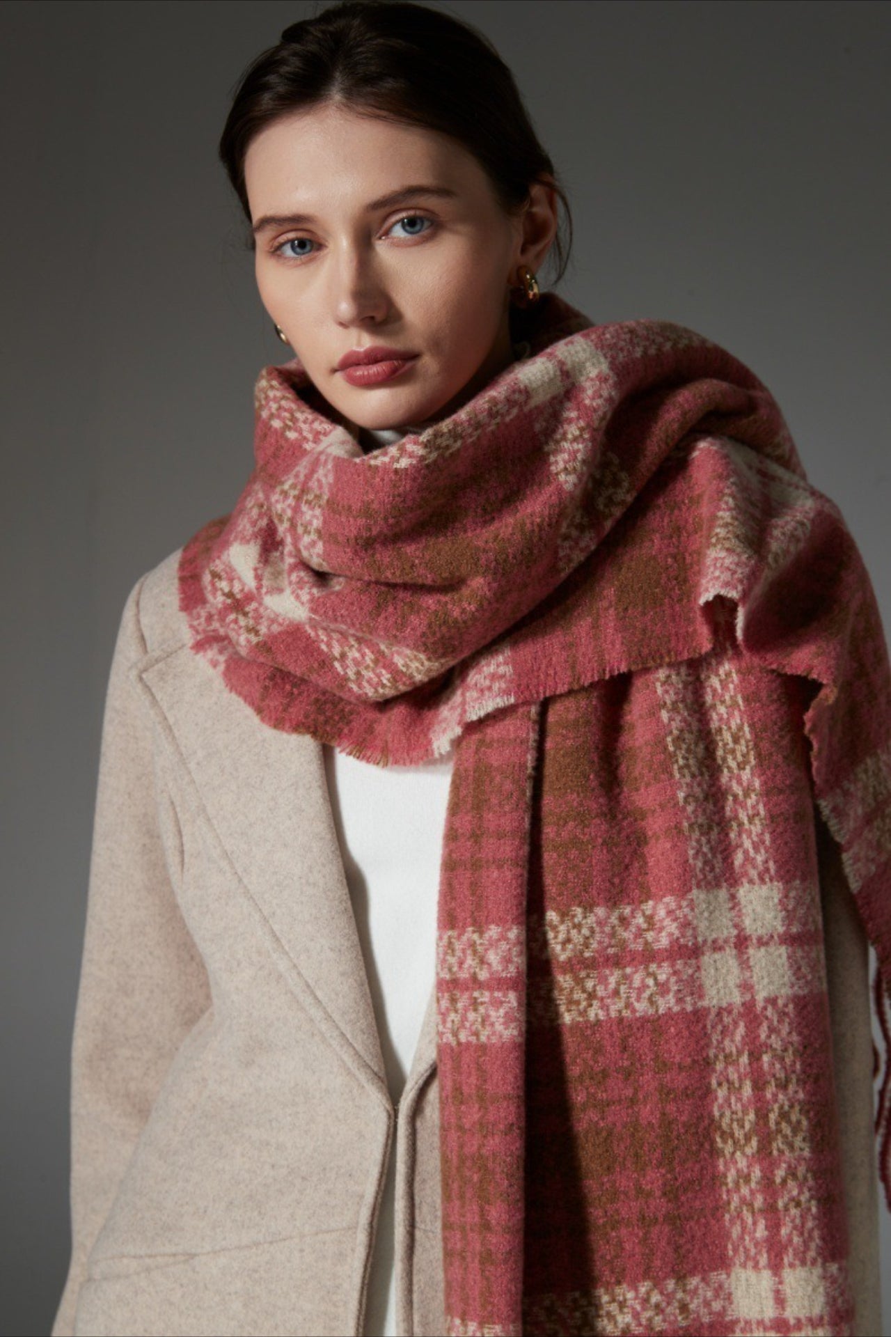 Plaid Fringe Scarf