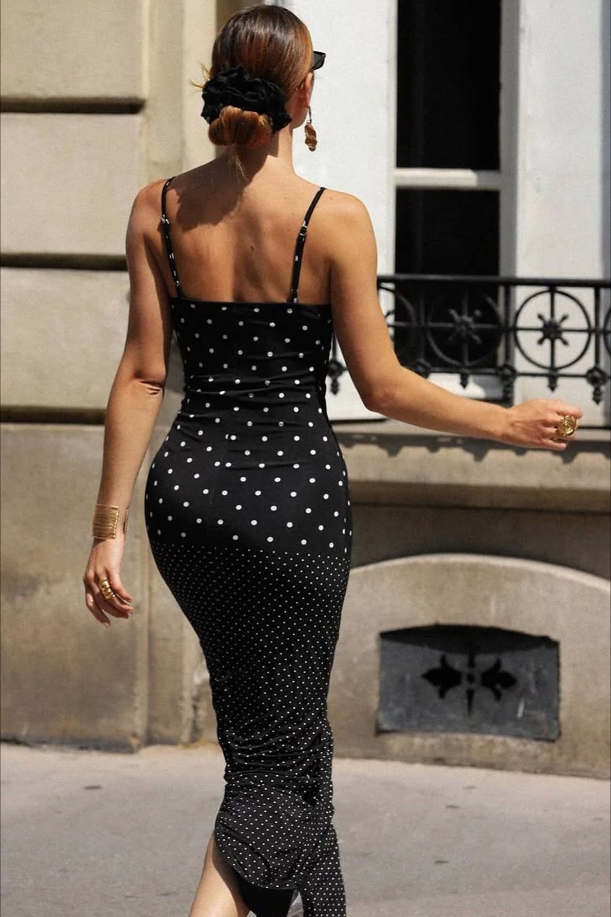 Polka Dot Cami Bodycon Slim Maxi Dress