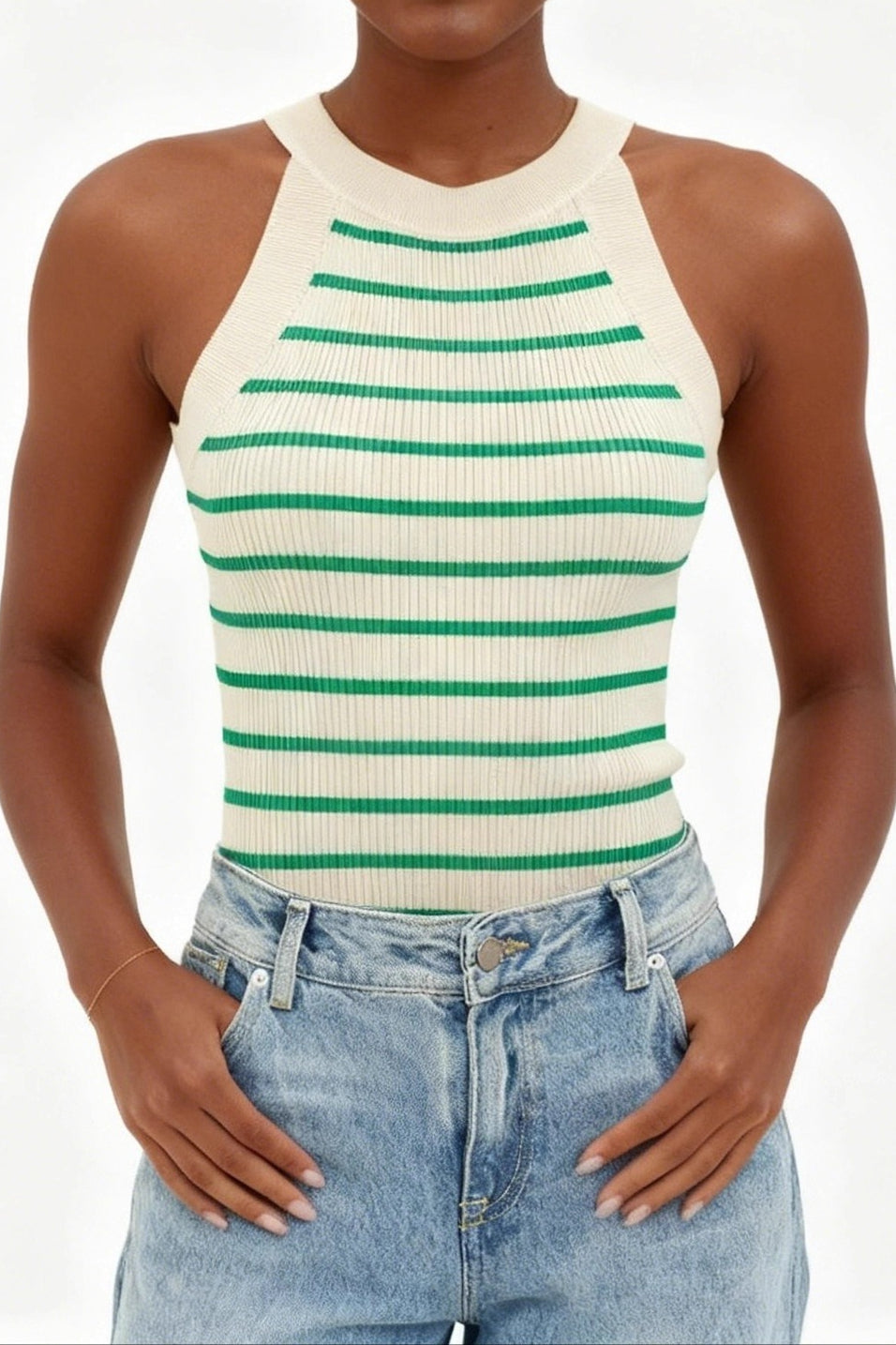 Maglia senza maniche a righe