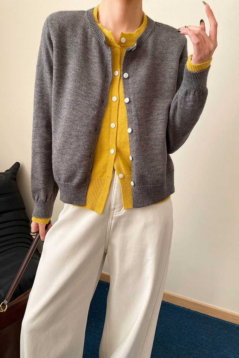 Contrast Panel Layering Cardigan