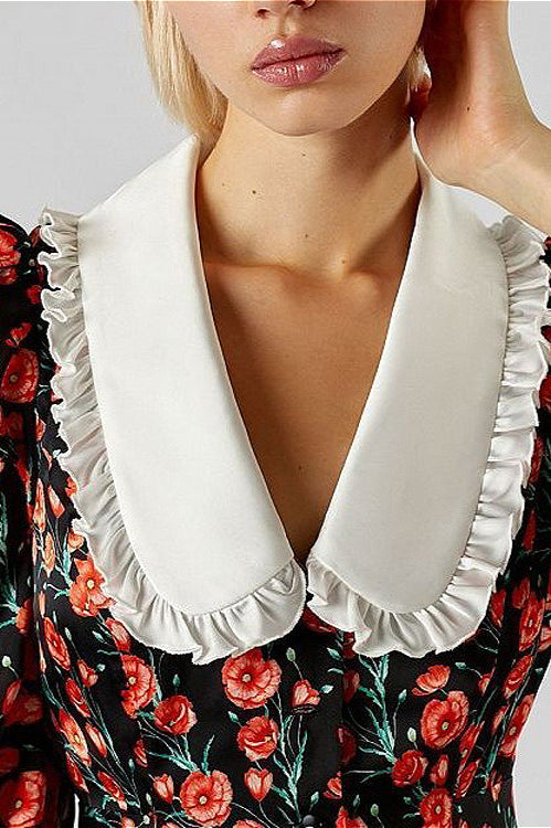 Kragen Tailliert Modisches Blumenkleid