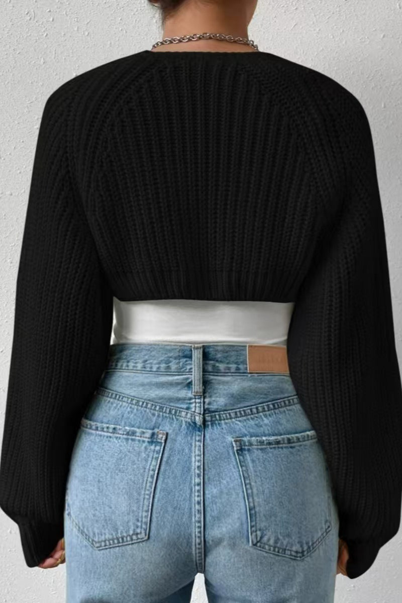 Gerippter Strick-Cardigan mit langen Ärmeln