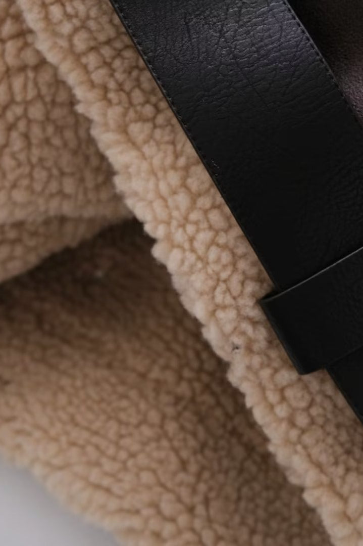 Mehrfach-Reißverschluss Kunstlammfell Langjacke