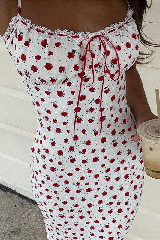 Sweet Corded Lace Cami Floral Dress