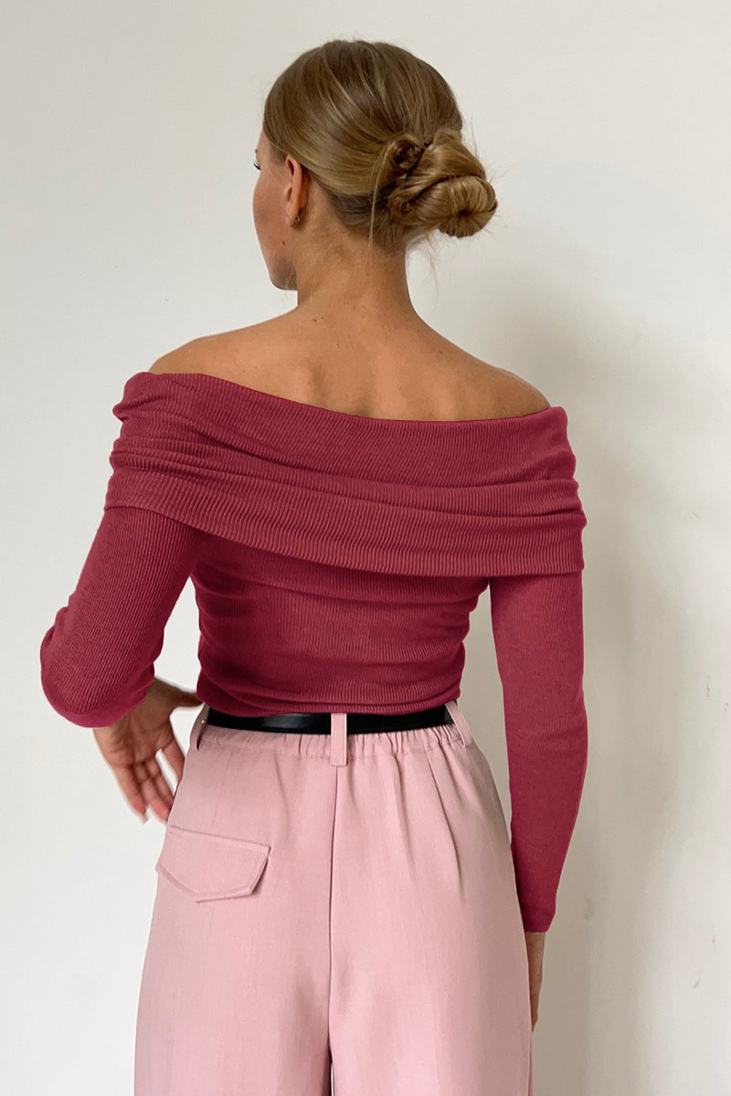 Slim Fit Off-Shoulder Knit Top