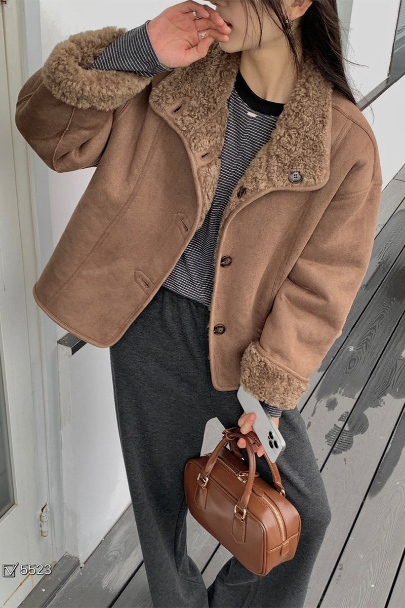 Manteau réversible en fourrure à col souple