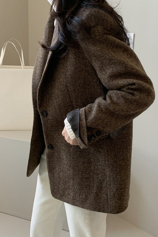 Sako z vlněné směsi v jednobarevném provedení