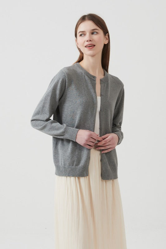 Cotton Round Neck Cardigan