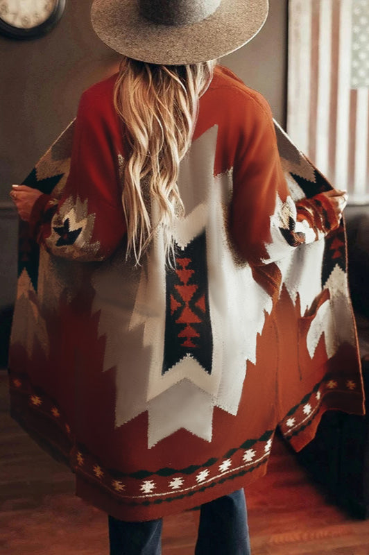 Maglione stampato a maniche lunghe in lana