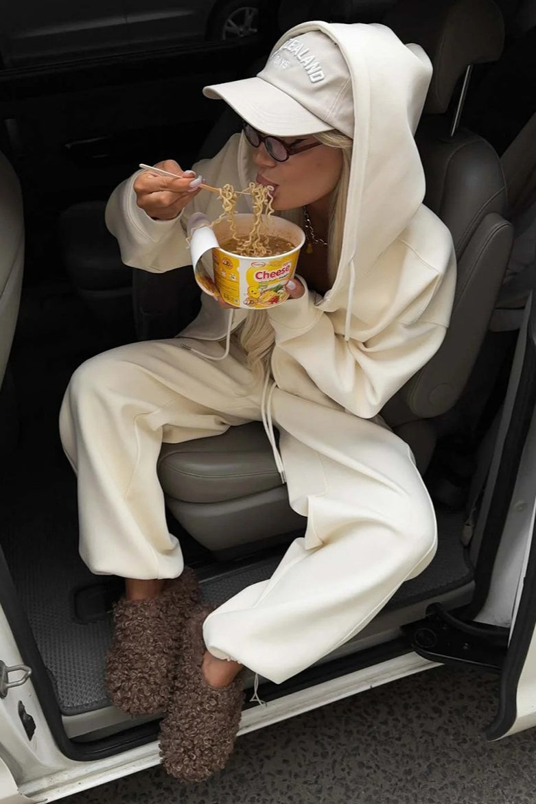 Zipper Hoodie Long Sleeve Wide Leg Pants Two Piece Set