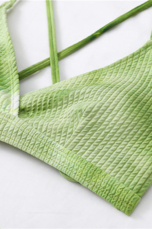 Conjunto de Biquíni de Duas Peças Sexy com Amarração nas Costas