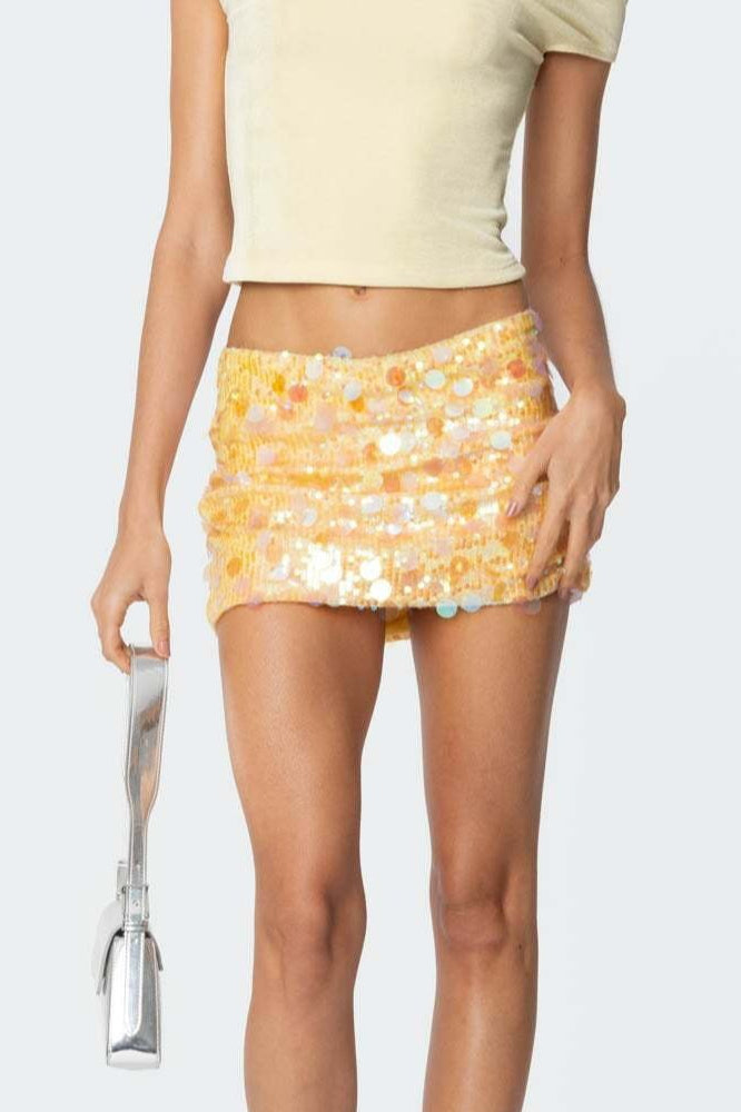 Gonna aderente a trapezio con paillettes