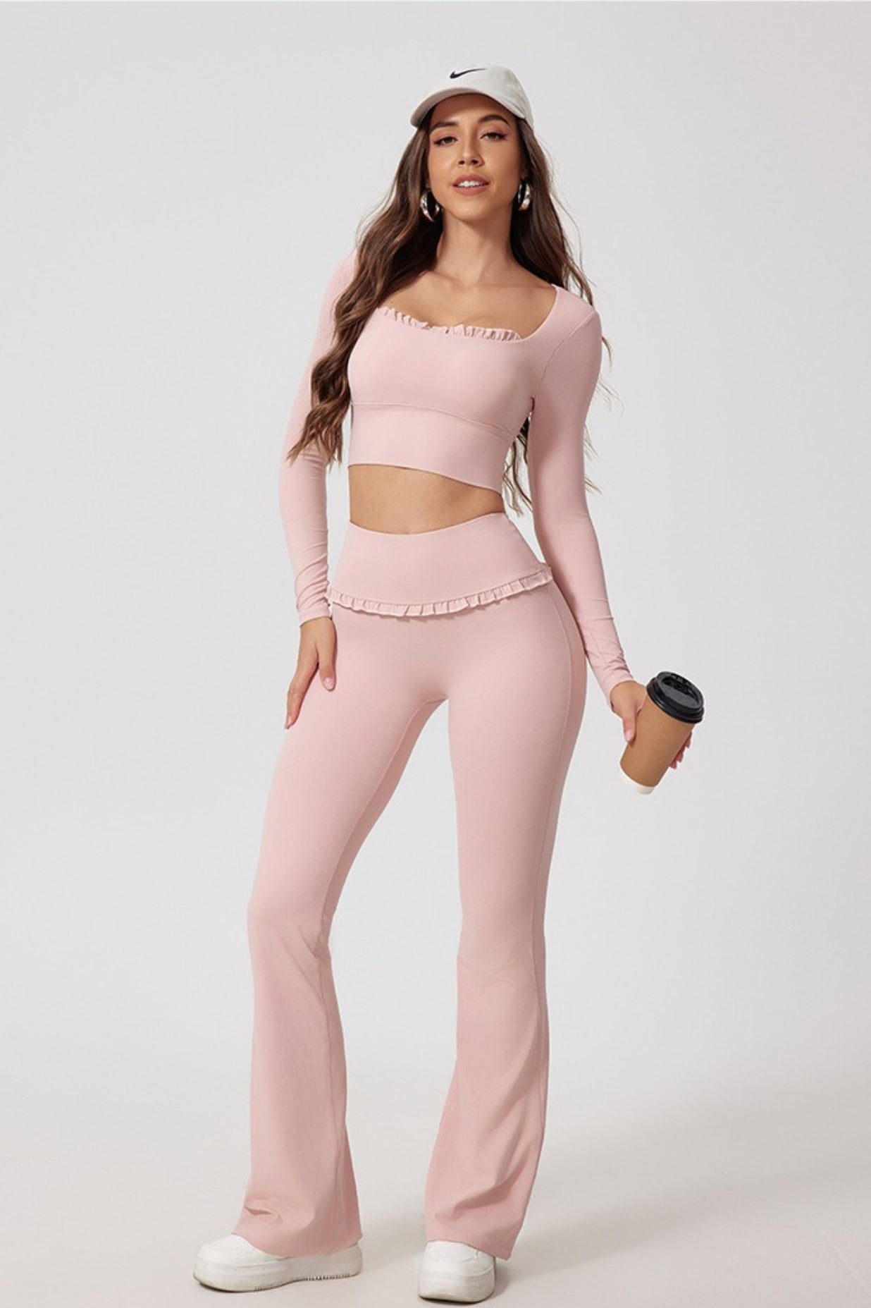 Leggings mit Spitzenbesatz, hoch geschnitten, zur Formung des Gesäßes für Yoga