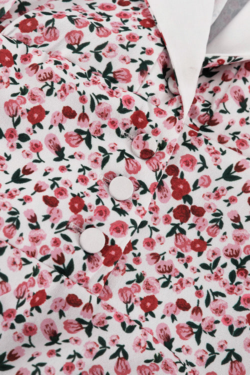 Maxikleid mit Puffärmeln, Digitaldruck, Peter-Pan-Kragen und hoher Taille, floral