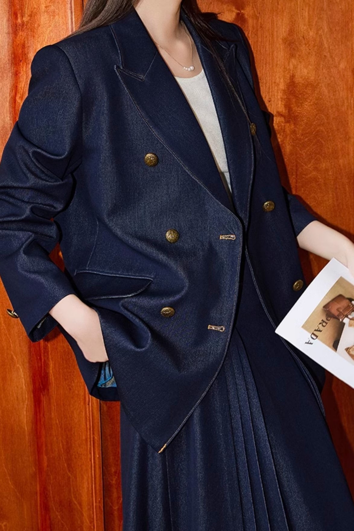 Blazer cruzado de sarga