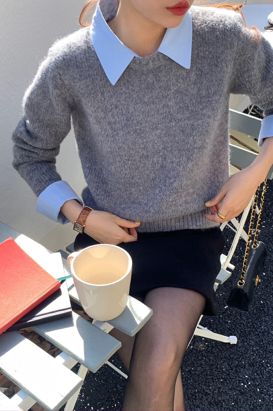 Pull en maille à col superposé