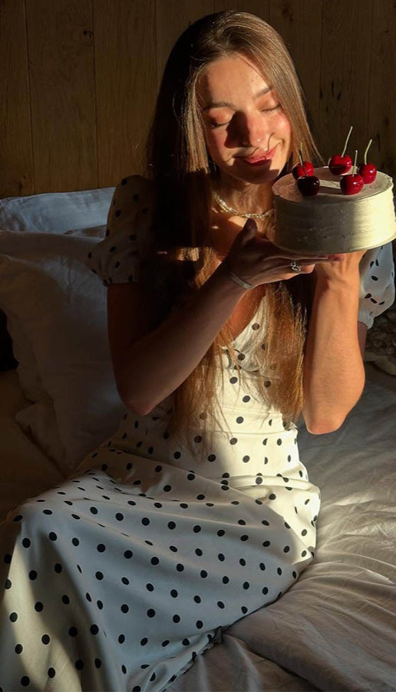 Französischer Stil Tupfen V-Ausschnitt Enganliegendes Maxikleid