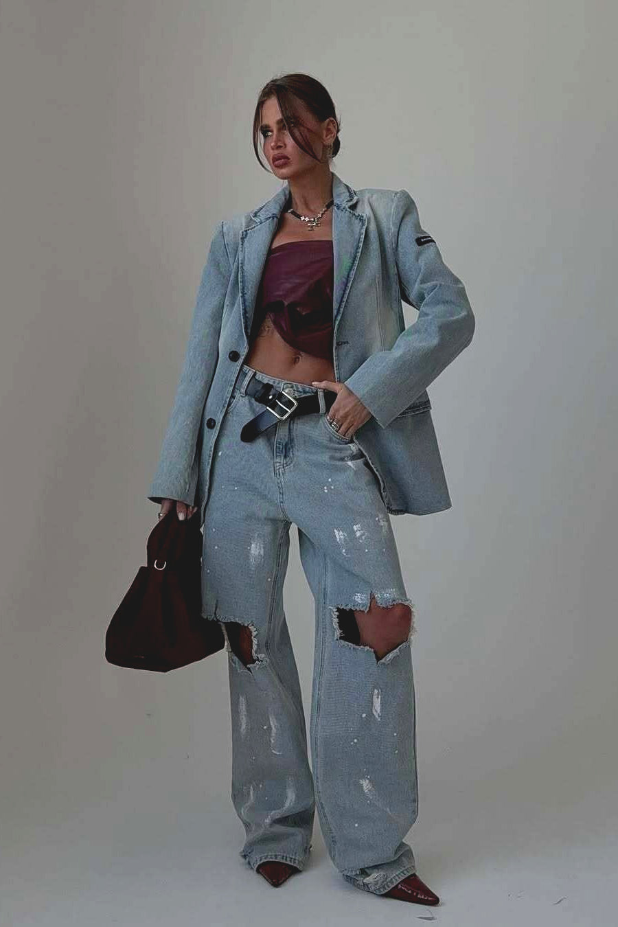 Jeans mit Graffiti-Muster, locker sitzend, gerade geschnitten