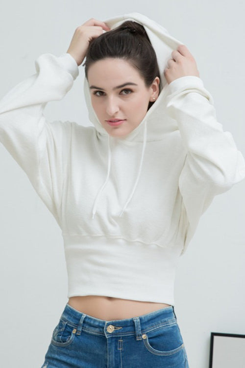 Blusa Cropped com Capuz, Cintura Ajustada e Moletom Solto