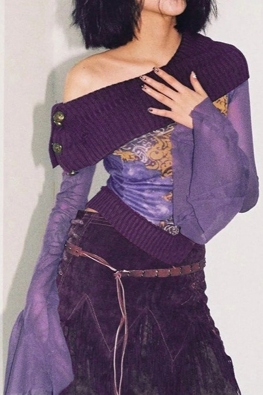 Mesh Paneled Fitted Short Length Blouse