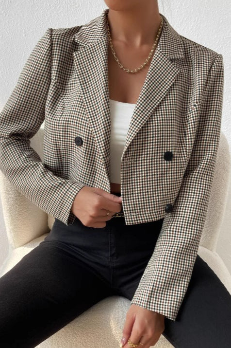 Houndstooth Cropped Blazer