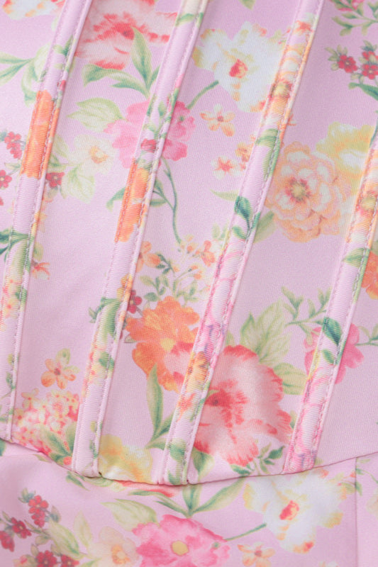 Vestido dulce floral con tubo de espina de pescado combinado