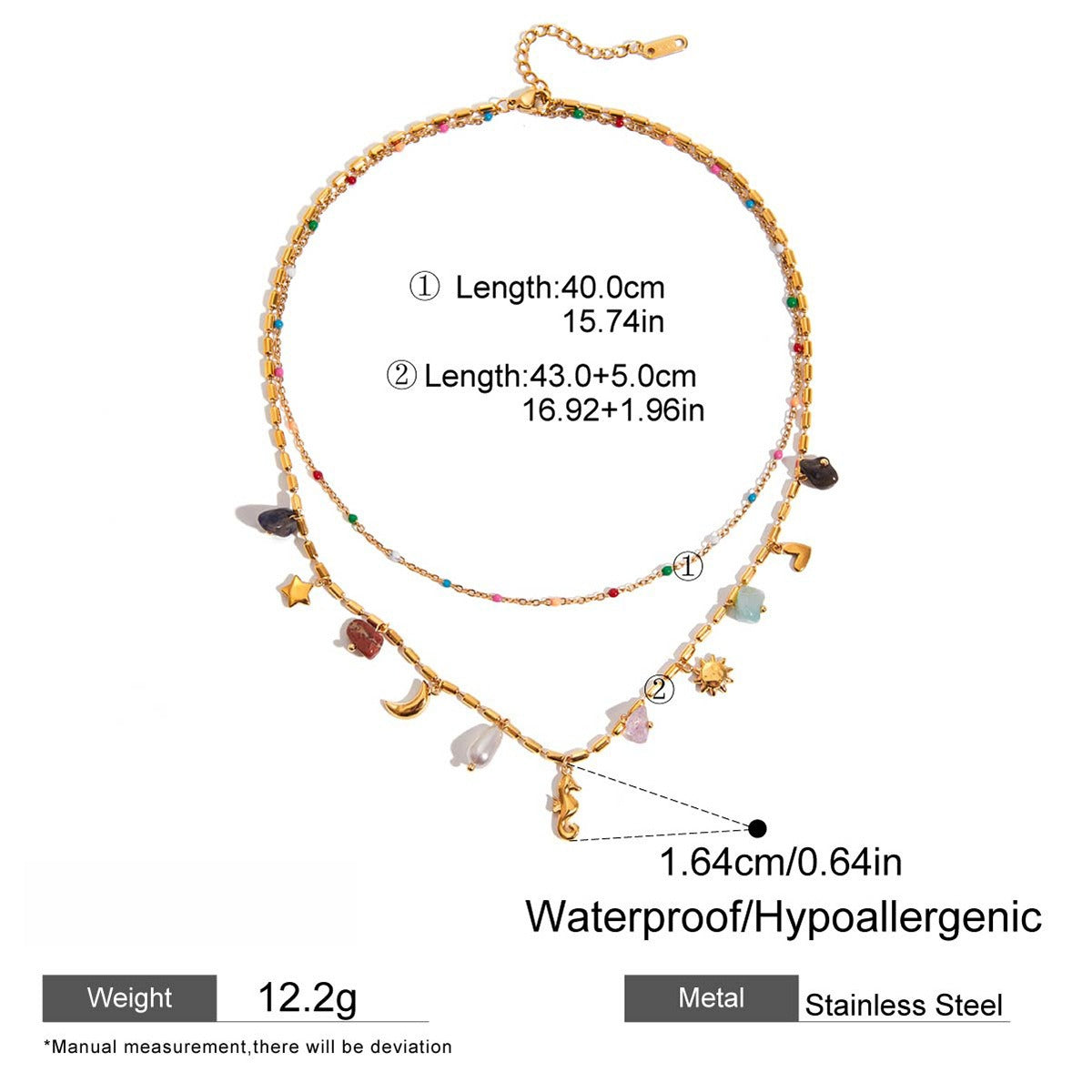 Collana a doppio strato in acciaio titanio stile oceano