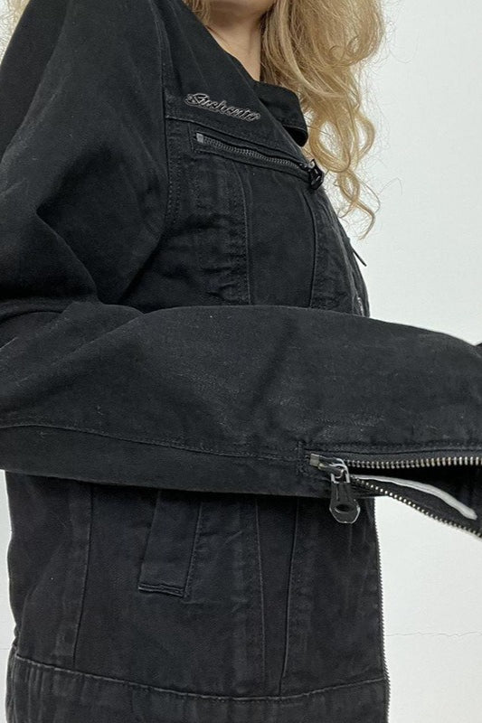 Veste en jean noire délavée