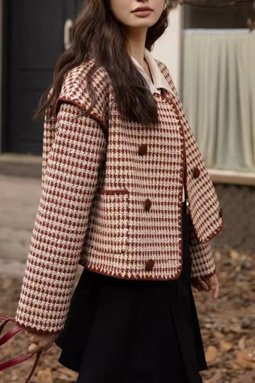 Chaqueta corta de pata de gallo de tweed