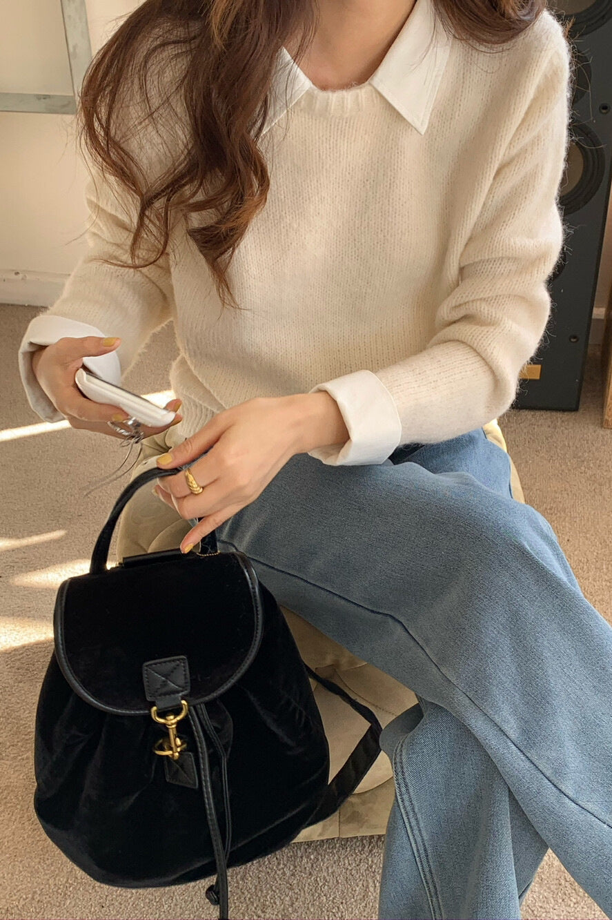 Pull en maille à col superposé