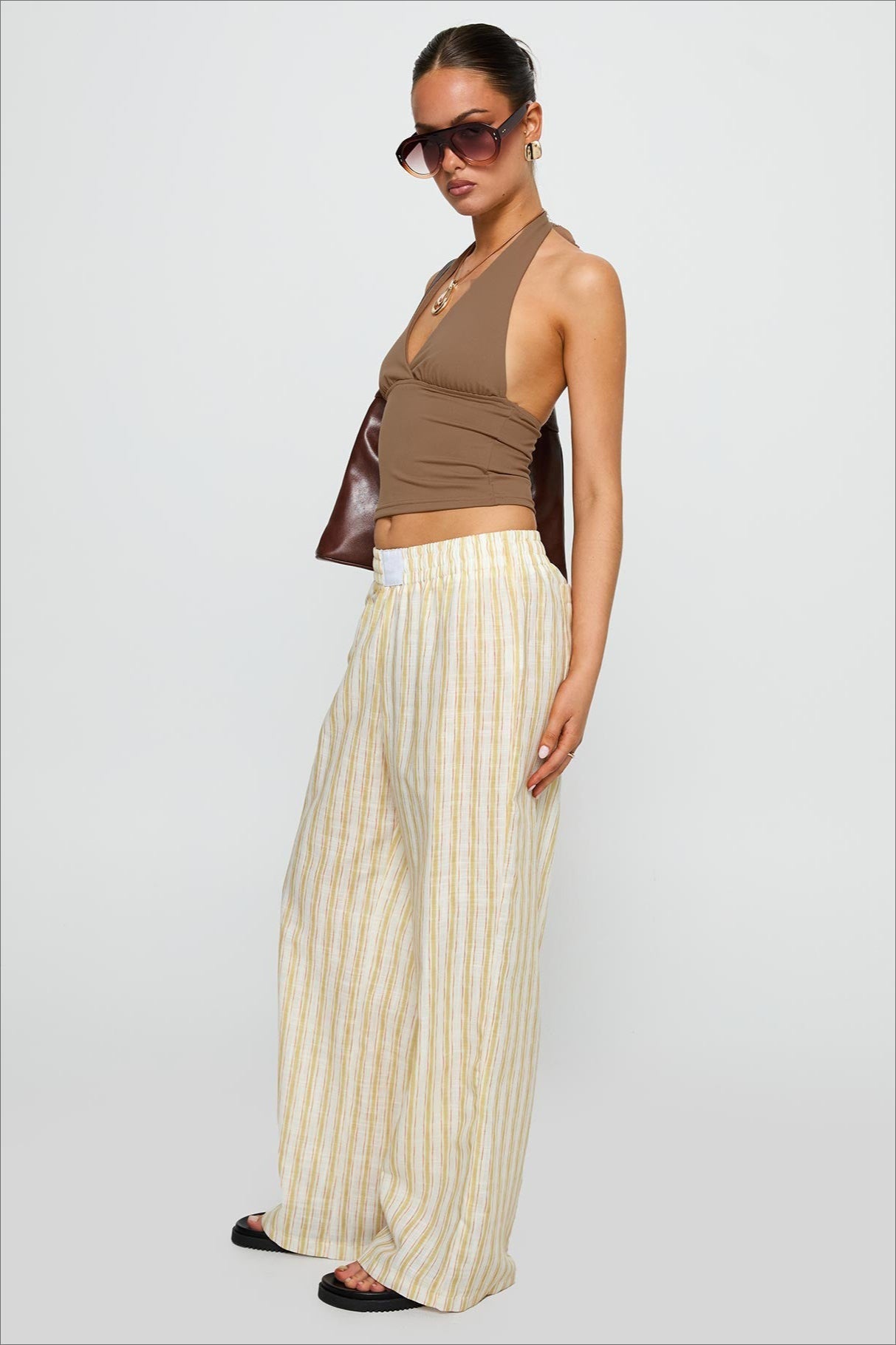 Colorblock Striped Wide-Leg Relaxed Pants