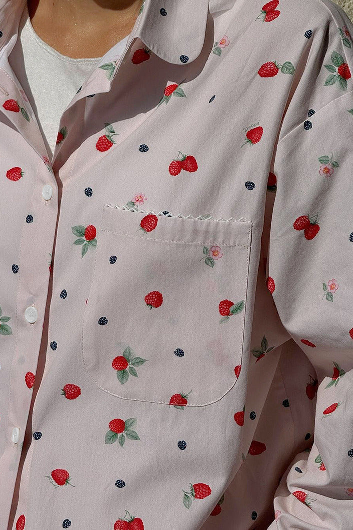 Pink Shirt Lace Trim Shorts Two Piece Set