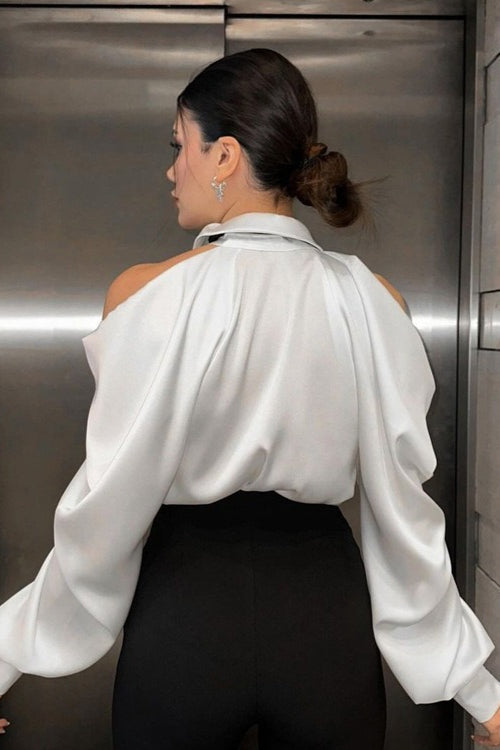 Professionelle schicke Bluse mit Kragen und langen Ärmeln