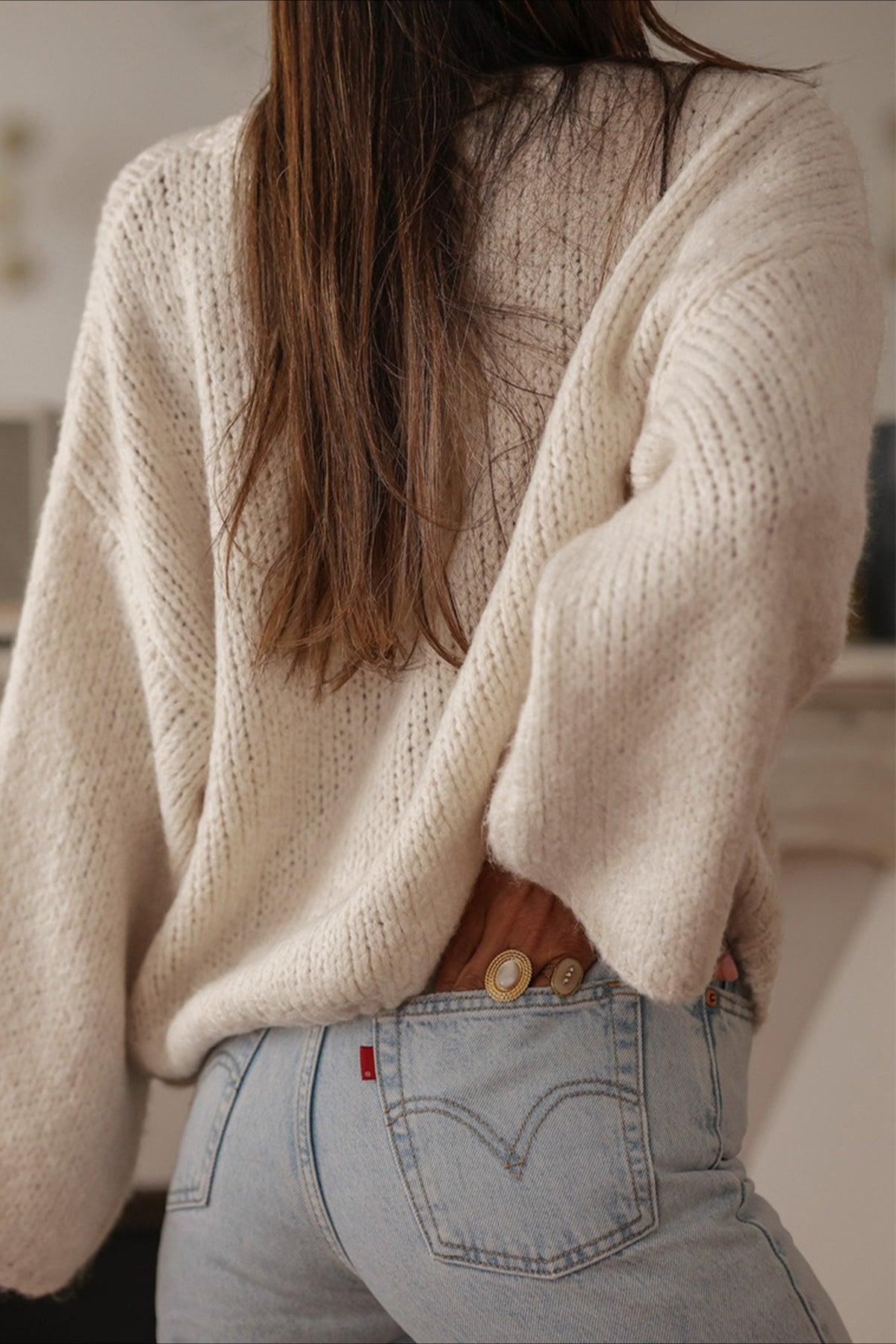 Elegante cárdigan de punto liso con un solo botón