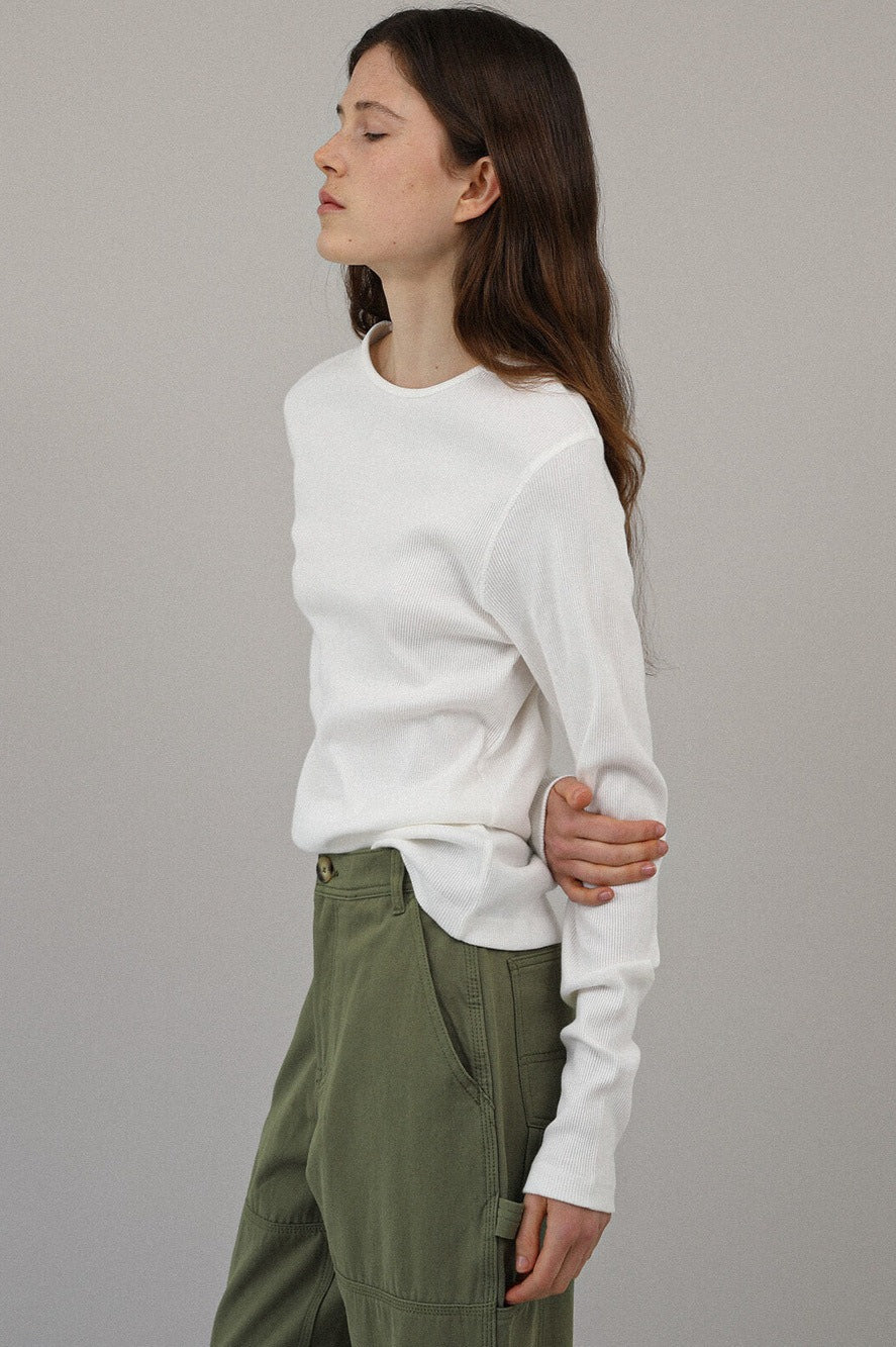 Klassisches Rundhals-Strickoberteil