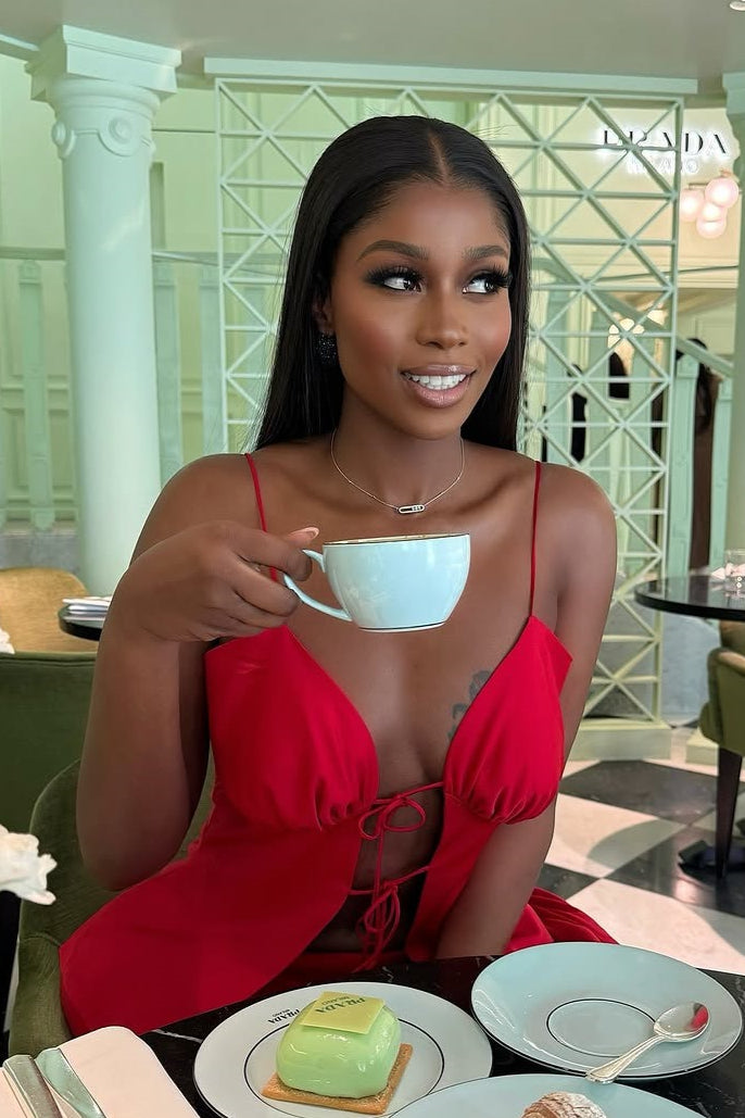 Chic Tie Cami High Waist Skirt Set