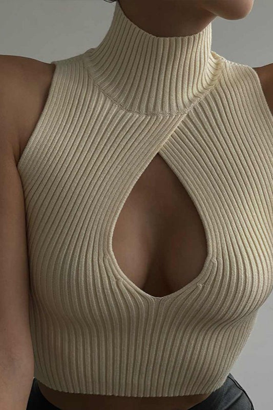 Ribbed Cutout Knit Top
