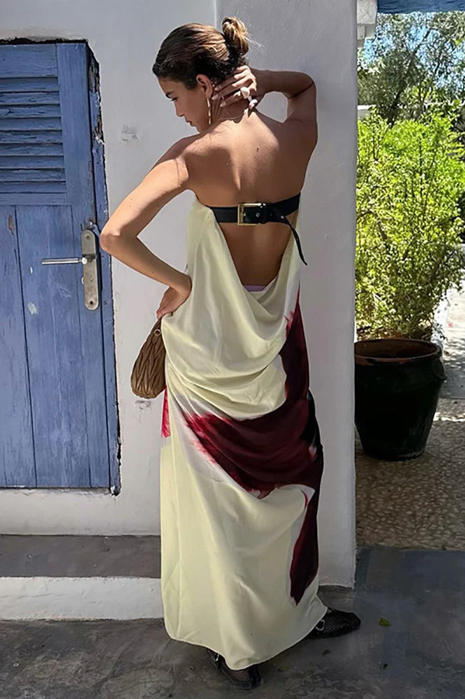 Rückenfreies, lockeres Maxi-Kleid mit Blumenmuster